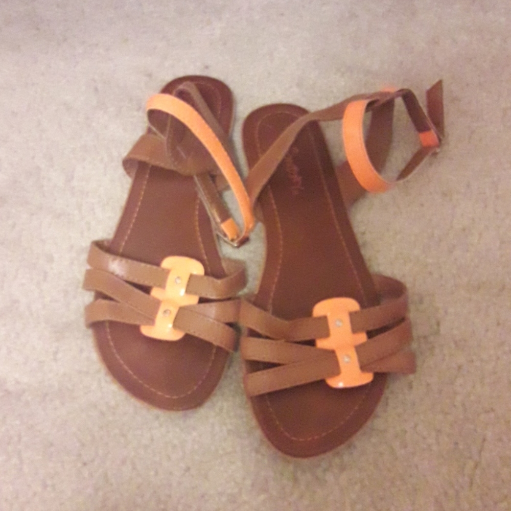 Union Bay Sandals Brown And Neon Orange